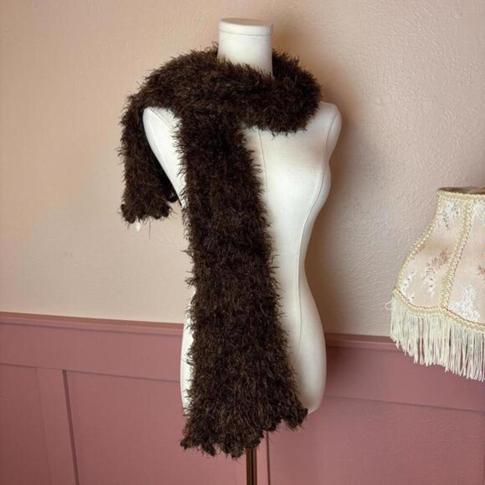 skinny scarf flare brown fuzzy eyelash y2k 90s art whimsigoth quirky boho